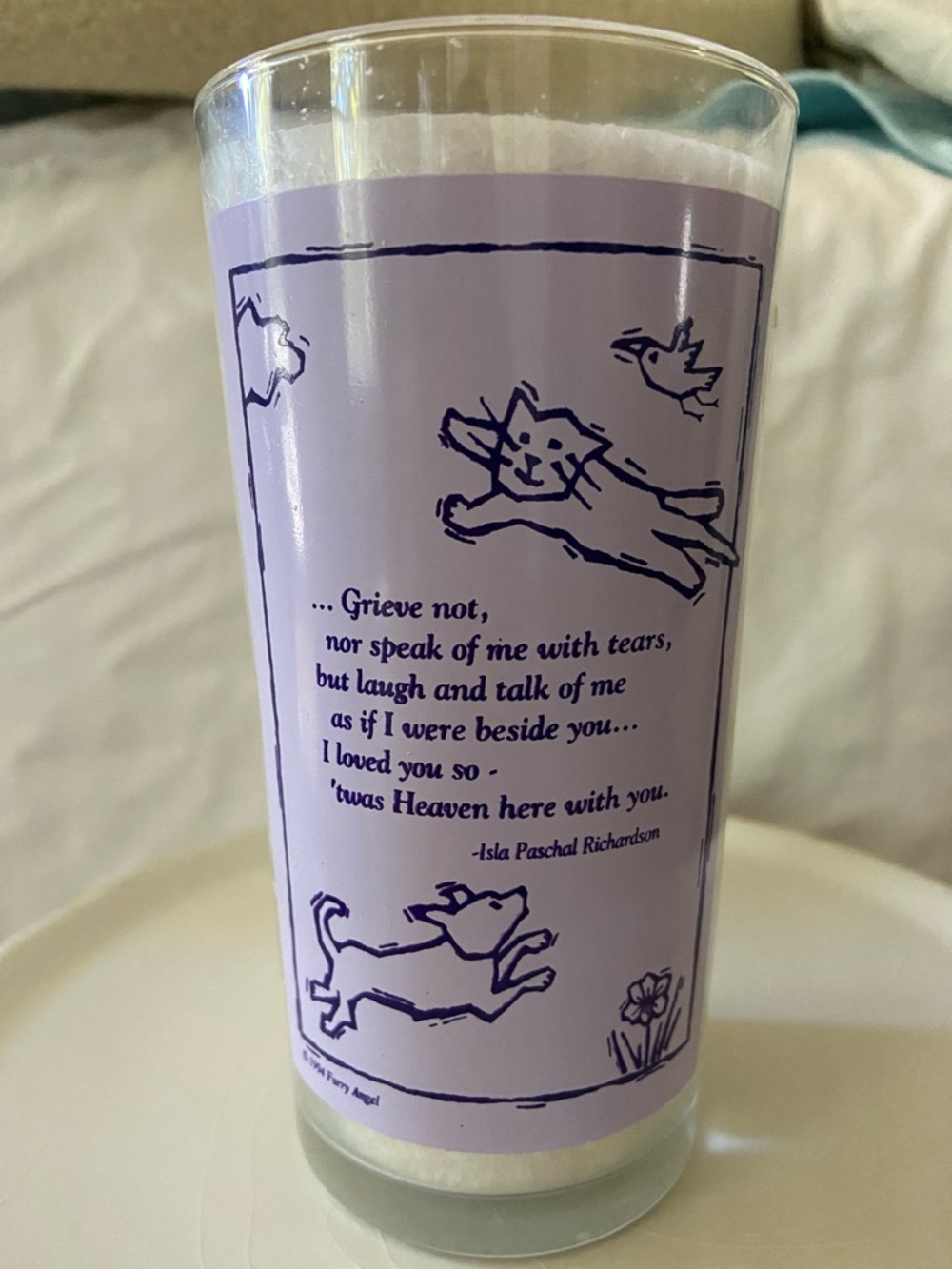 Memorial Cat Dod Pet Glass Candle